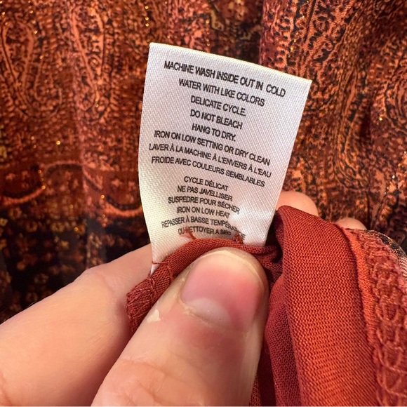 Haver London NWT $98 Metallic Gold Thread Paisley Patchwork Mock Neck Top S - Picture 9 of 13